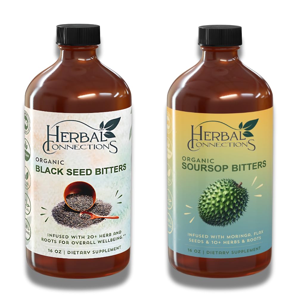 Herbal Connections Organic Soursop & Black Seed Bitters Bundle - 32 Fl Oz