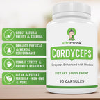 VitaMonk Cordyceps Mushroom Capsules with Rhodiola for Energy - 90 Count - image 2