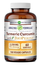 Amazing Nutrition Turmeric Curcumin with Bioperine 2250 mg - 180 Veggie Capsules
