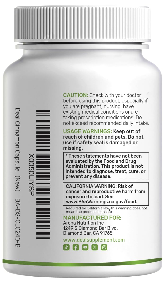 DEAL SUPPLEMENT Ceylon Cinnamon with Chromium - 240 Capsules - image 7