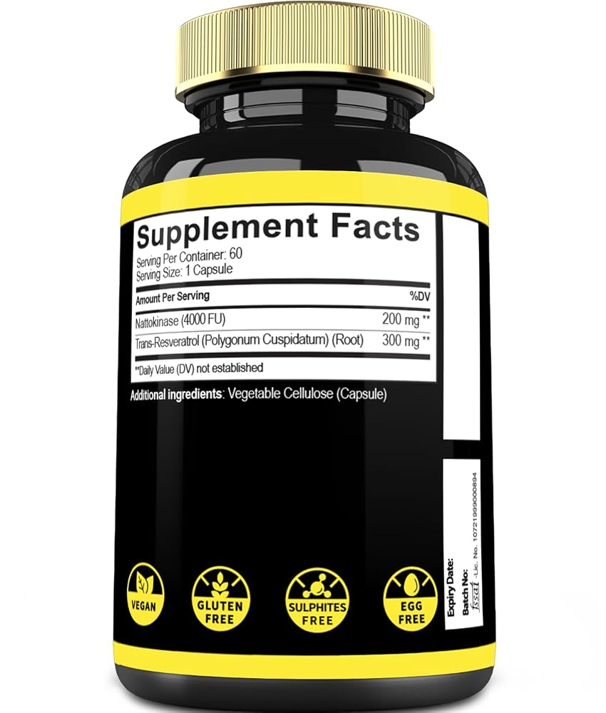 Mecisco Nattokinase Supplement with Trans-Resveratrol - 60 Capsules - image 7