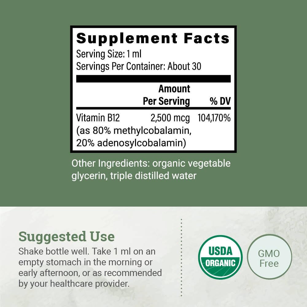 Earth Harmony Naturals Organic Vitamin B12 Sublingual Liquid - 2500mcg - image 3
