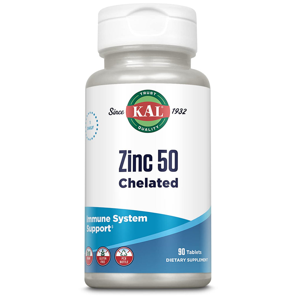 KAL Zinc 50mg Amino Acid Chelate Immune Support - 90 Tablets