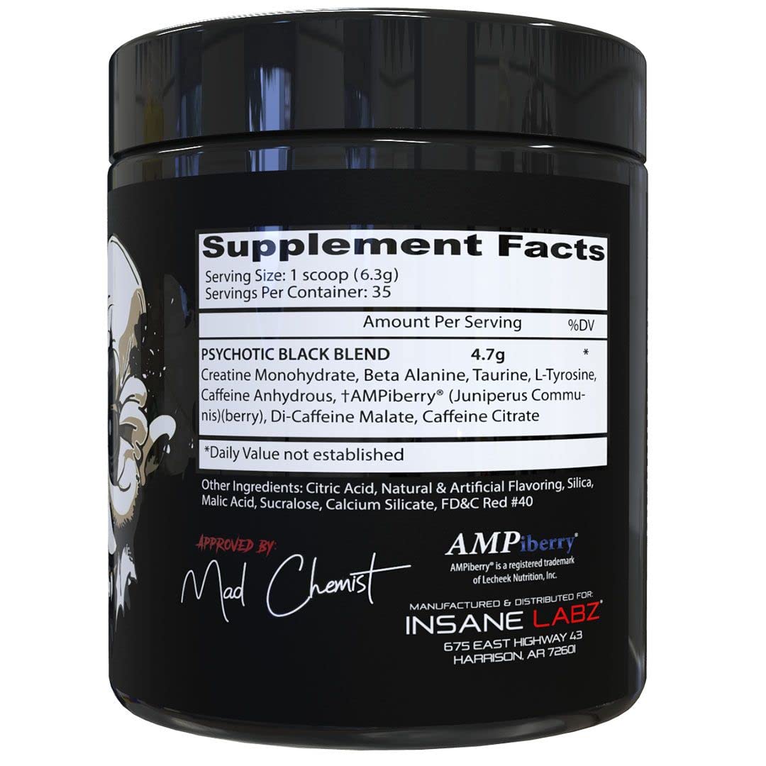 Insane Labz Psychotic Black Edition Mid Stimulant Pre Workout Powder