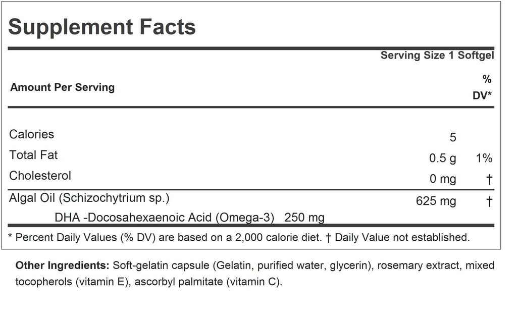 ANDREW LESSMAN Algal DHA 250mg Softgels - Plant-Based Omega-3 Oils