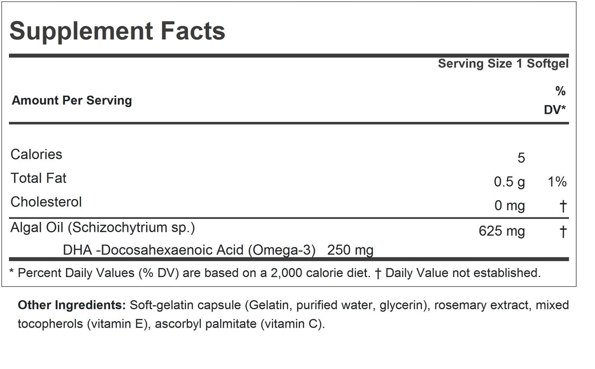 ANDREW LESSMAN Algal DHA 250mg Softgels - Plant-Based Omega-3 Oils