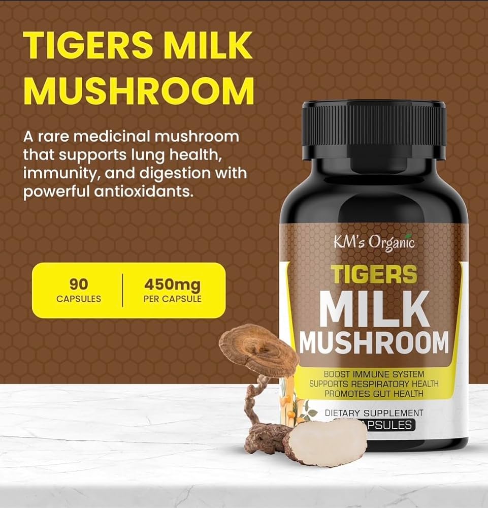 KM's Organic Tiger's Milk Mushroom 10:1 Extract - 90 Vegan Capsules - image 5