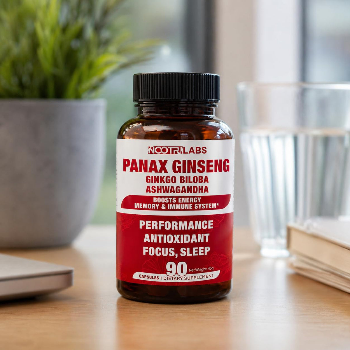 Nootrilabs Naturals Korean Red Panax Ginseng with Ginkgo Biloba - 90 Capsules - image 2