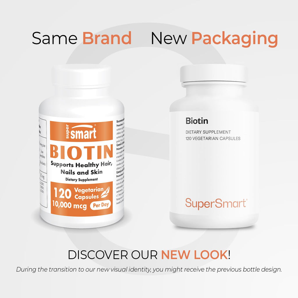 Supersmart Biotin 10,000mcg Vitamin B7 - 120 Vegetarian Capsules - image 2