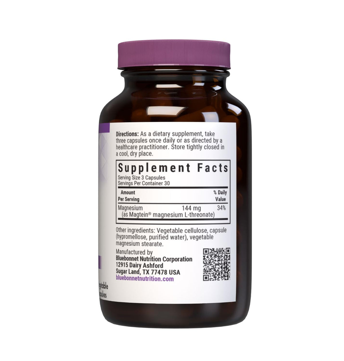 BlueBonnet Magtein Magnesium L-Threonate - 90 Vegetable Capsules - image 2