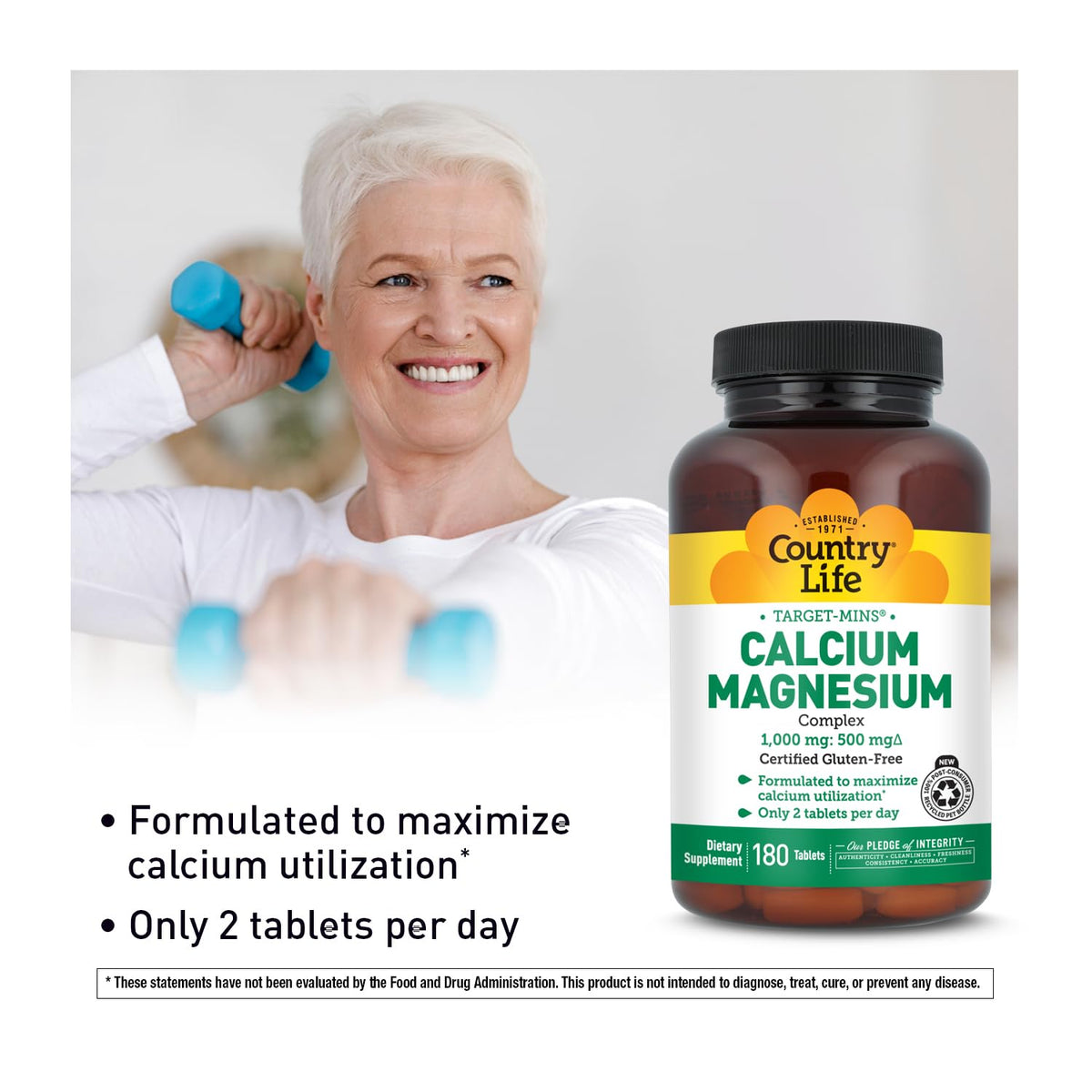 Country Life Target-Mins Calcium Magnesium 1000mg/500mg - 180 Tablets - image 6