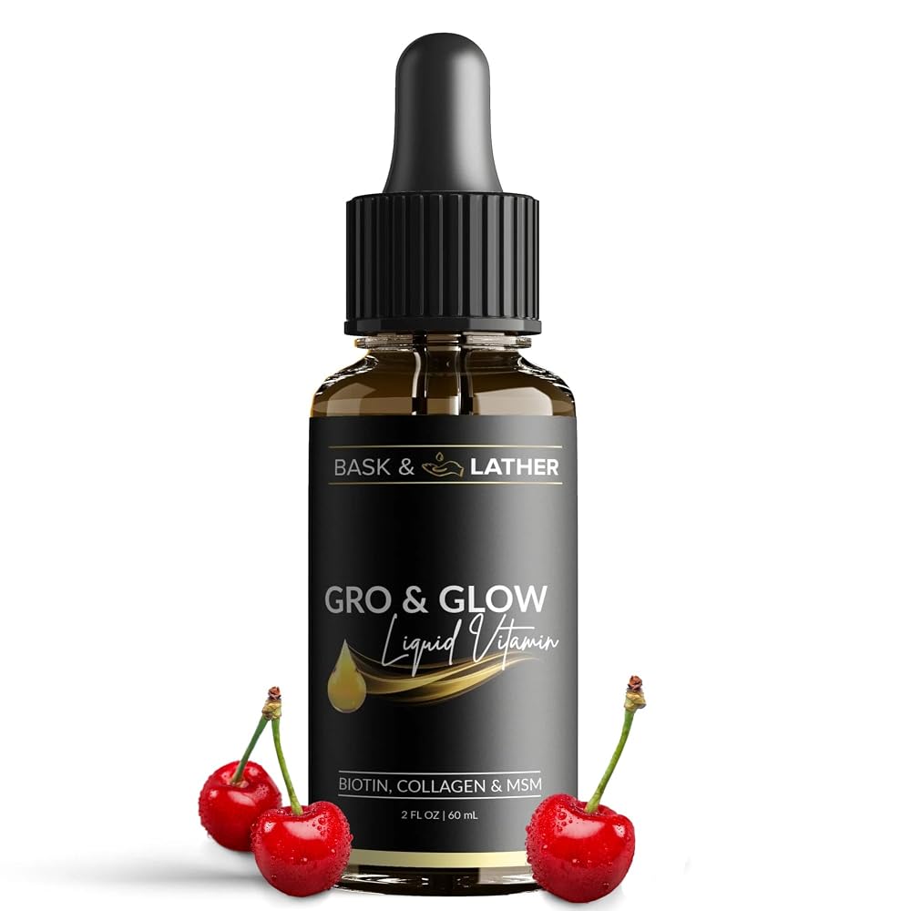 BASK & LATHER Gro & Glow Liquid Collagen for Hair, Skin & Nails - 2 FL Oz