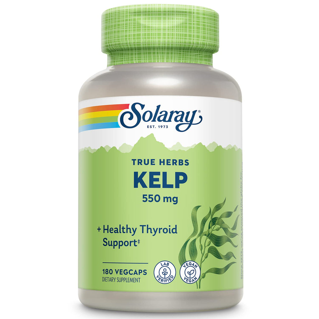 SOLARAY Kelp 550 mg for Thyroid Function & Energy - 180 Vegetarian Capsules