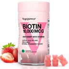 VEGEPOWER Biotin Gummies 10000mcg for Hair Growth - 60 Gummies