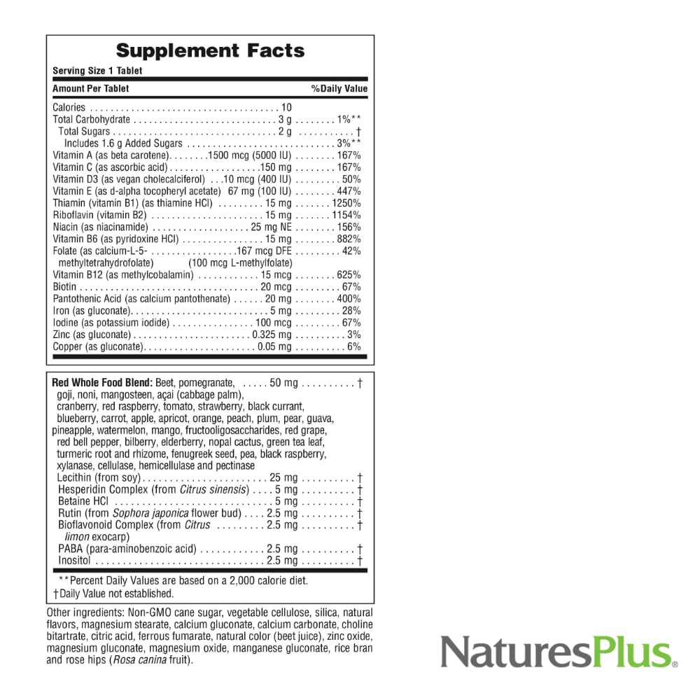 NaturesPlus Adult's Chewable Multivitamin, Red Berry - 180 Tablets - image 5