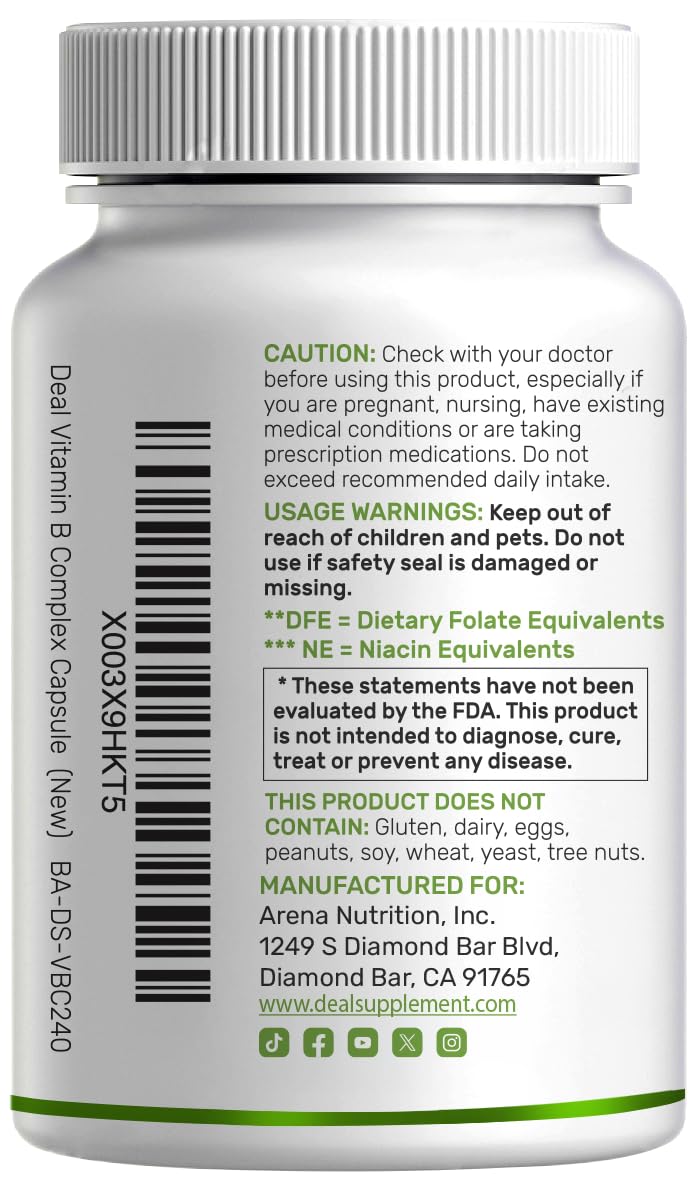 DEAL SUPPLEMENT Bioactive Vitamin B Complex - 240 Vegetarian Capsules - image 6