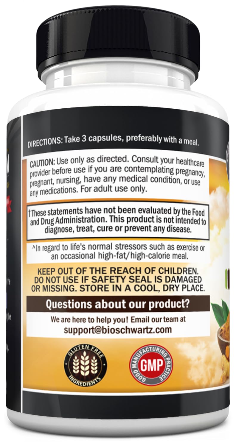 BioSchwartz Turmeric Curcumin with Black Pepper Extract 1500mg - 45 Capsules - image 8