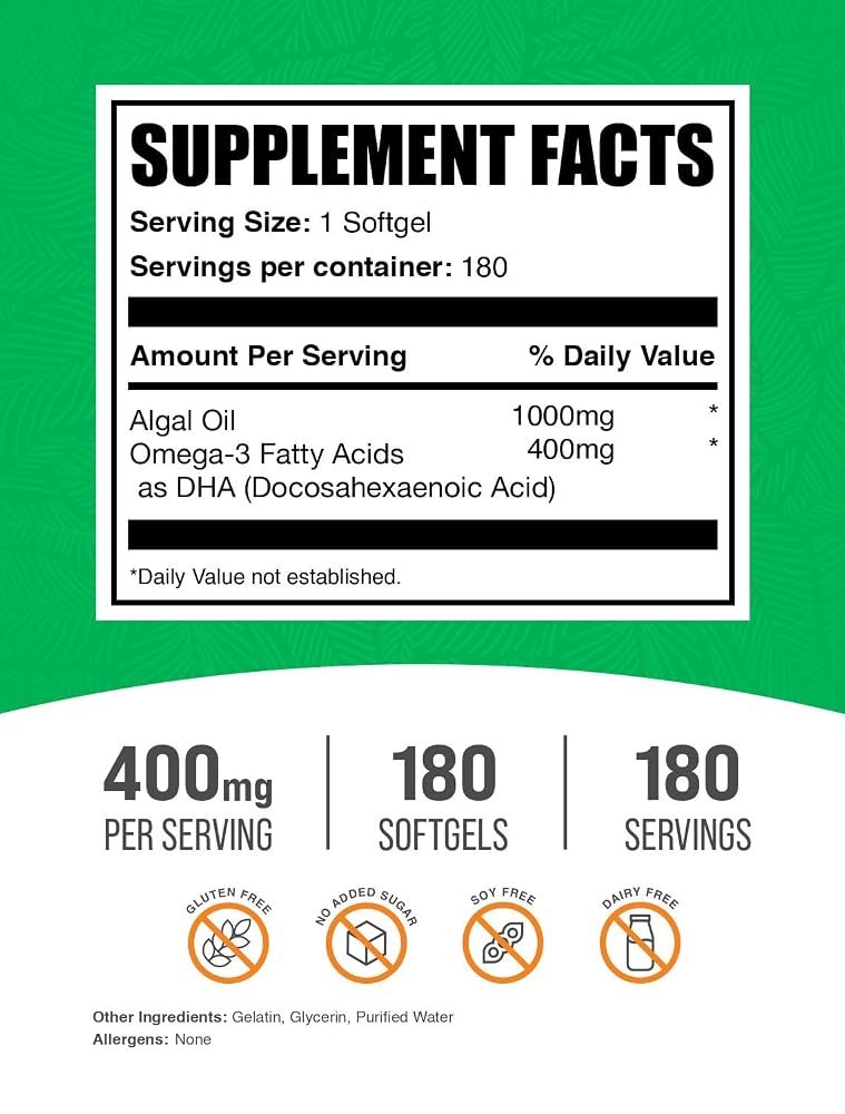 BulkSupplements Omega-3 Softgels from Algal Oil - 180 Count - image 2