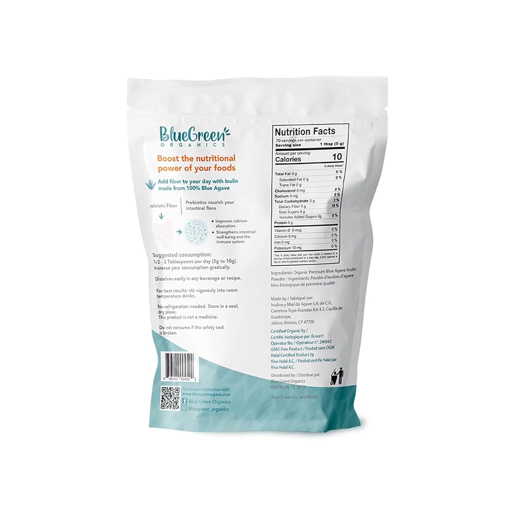 BLUEGREEN Agave Inulin Fiber Powder Prebiotic - 12.32 oz - image 4