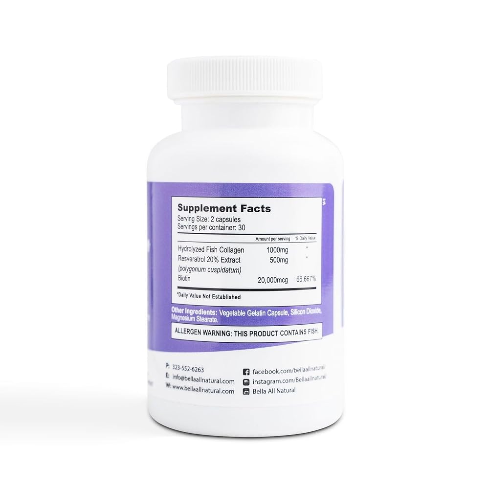 Bella All Natural Collagen Hair, Skin and Nails - 60 Capsules - image 2