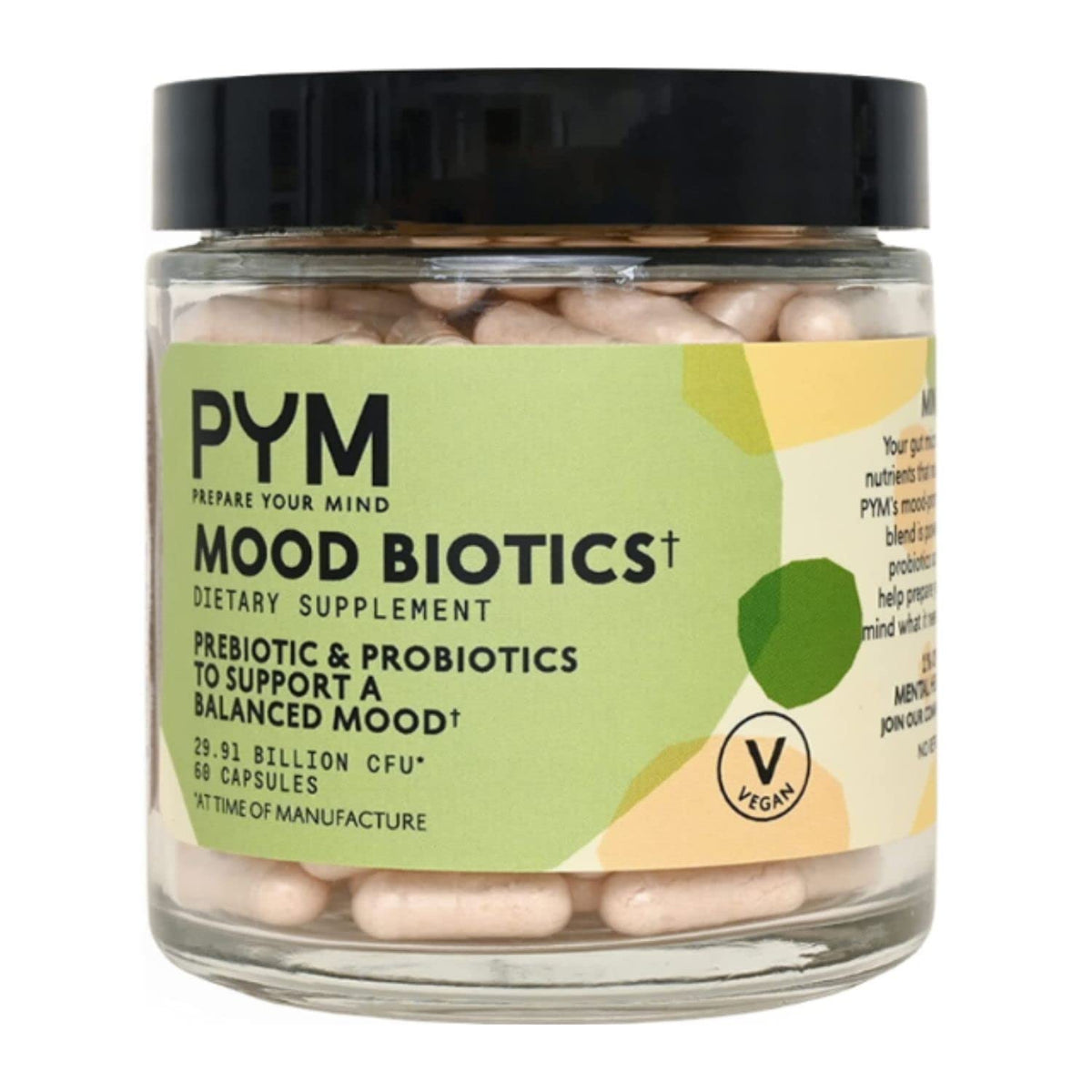 PYM Mood Biotics Probiotic & Prebiotic Blend - 60 Capsules