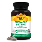 Country Life Chewable L-Lysine 600 mg with Vitamin D - 60 Tablets