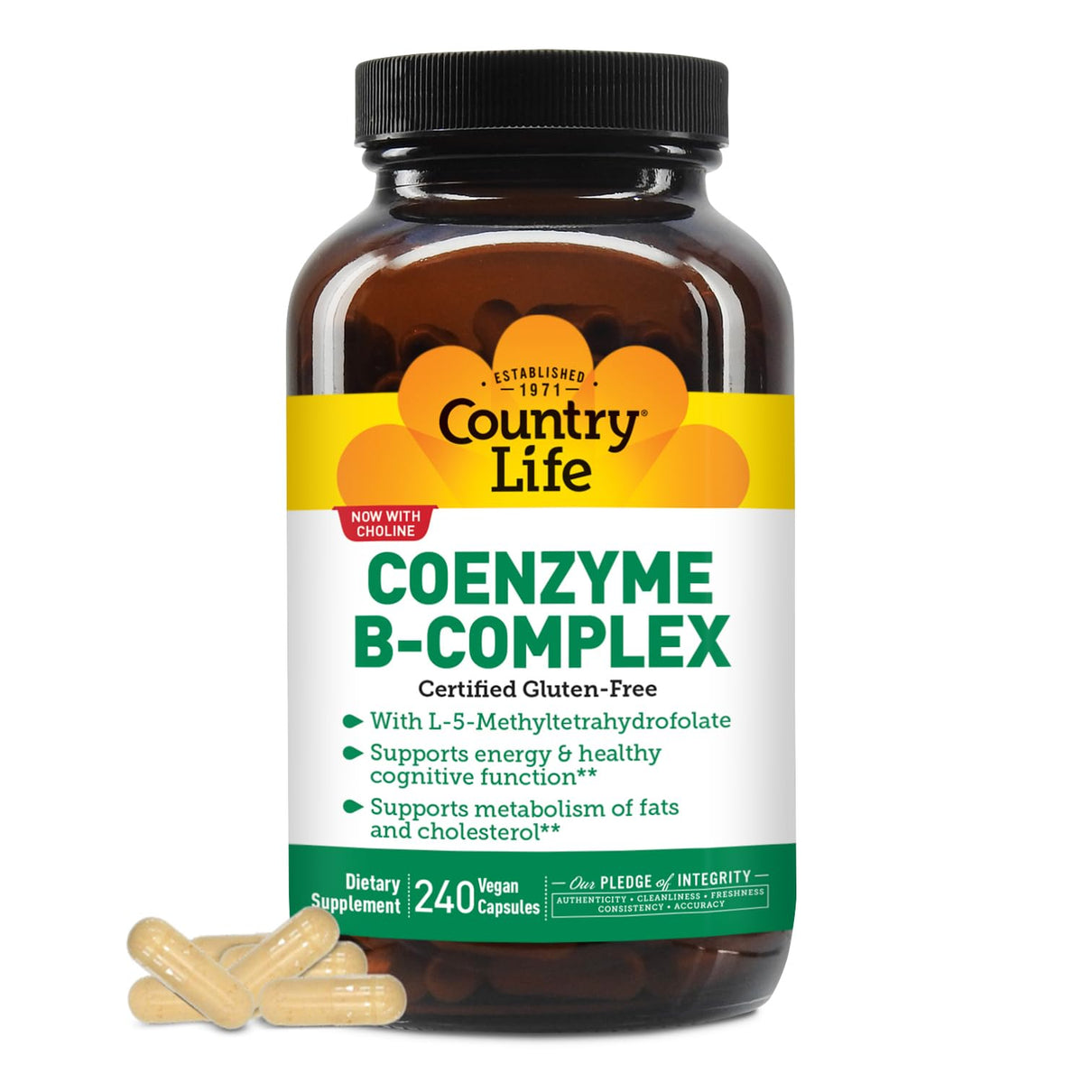 Country Life Coenzyme B-Complex with Methylfolate and B12 - 240 Capsules