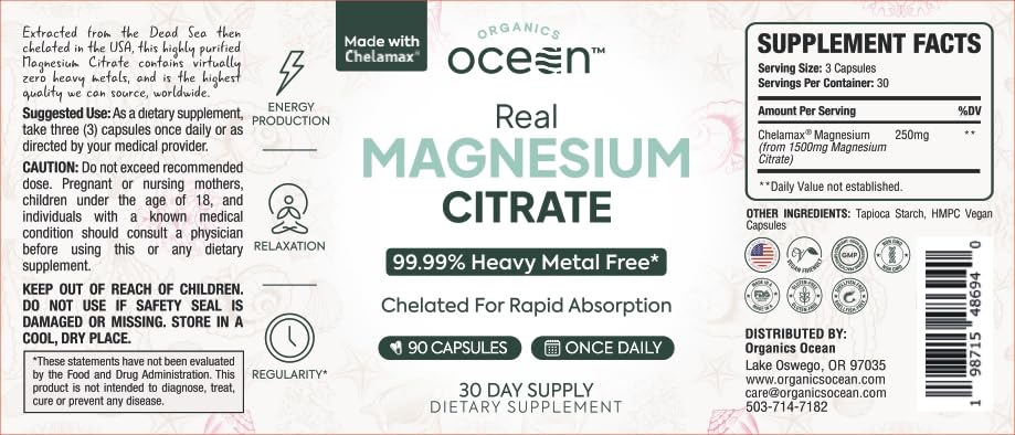 Organics Ocean Real Magnesium Citrate - High Absorption Magnesium