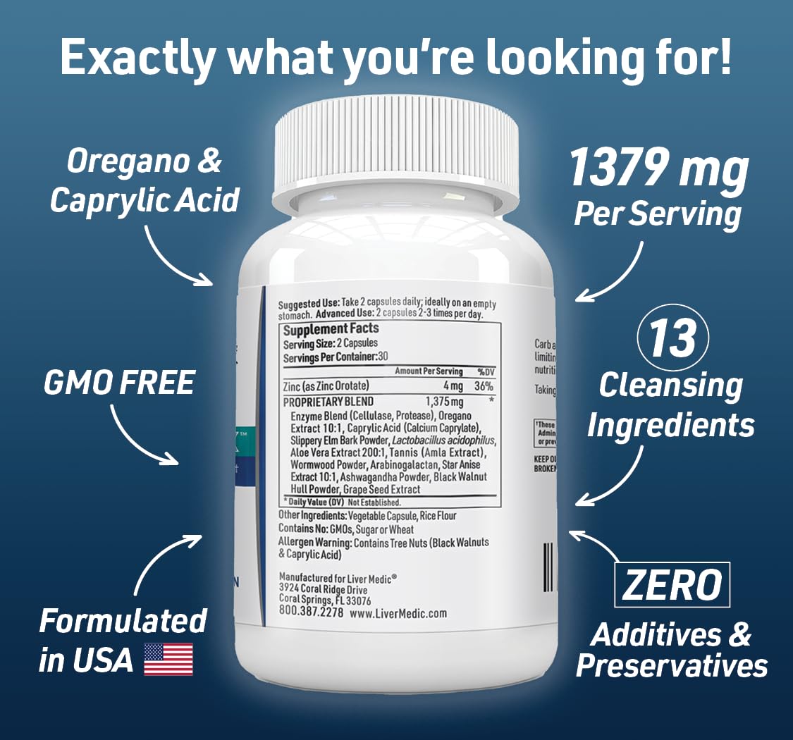 Liver Medic Candida Complex Oregano Oil Supplement - 60 Vegetarian Capsules - image 2