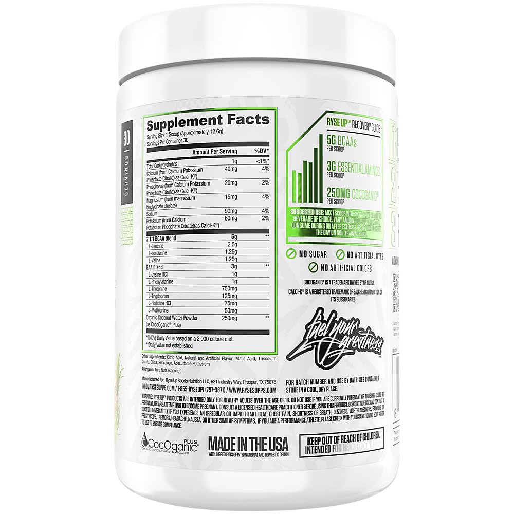 RYSE Up Supplements BCAA EAA Powder Tropical SnoCone - 30 Servings - image 2