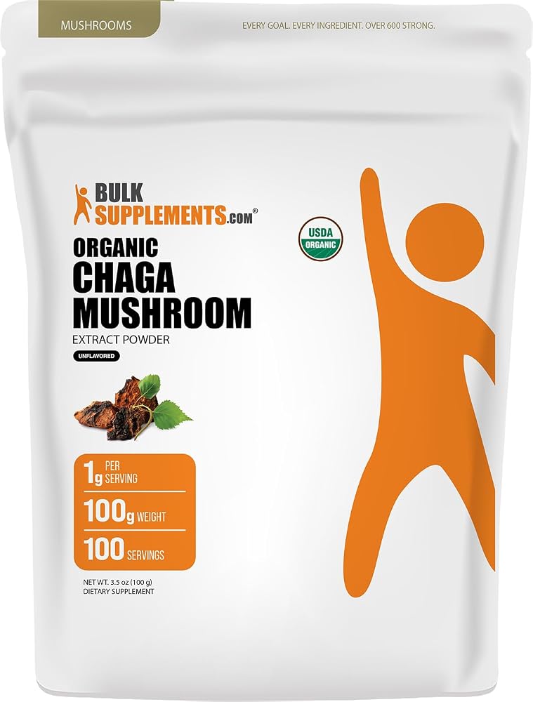 BulkSupplements Organic Chaga Mushroom Extract Powder - 100g