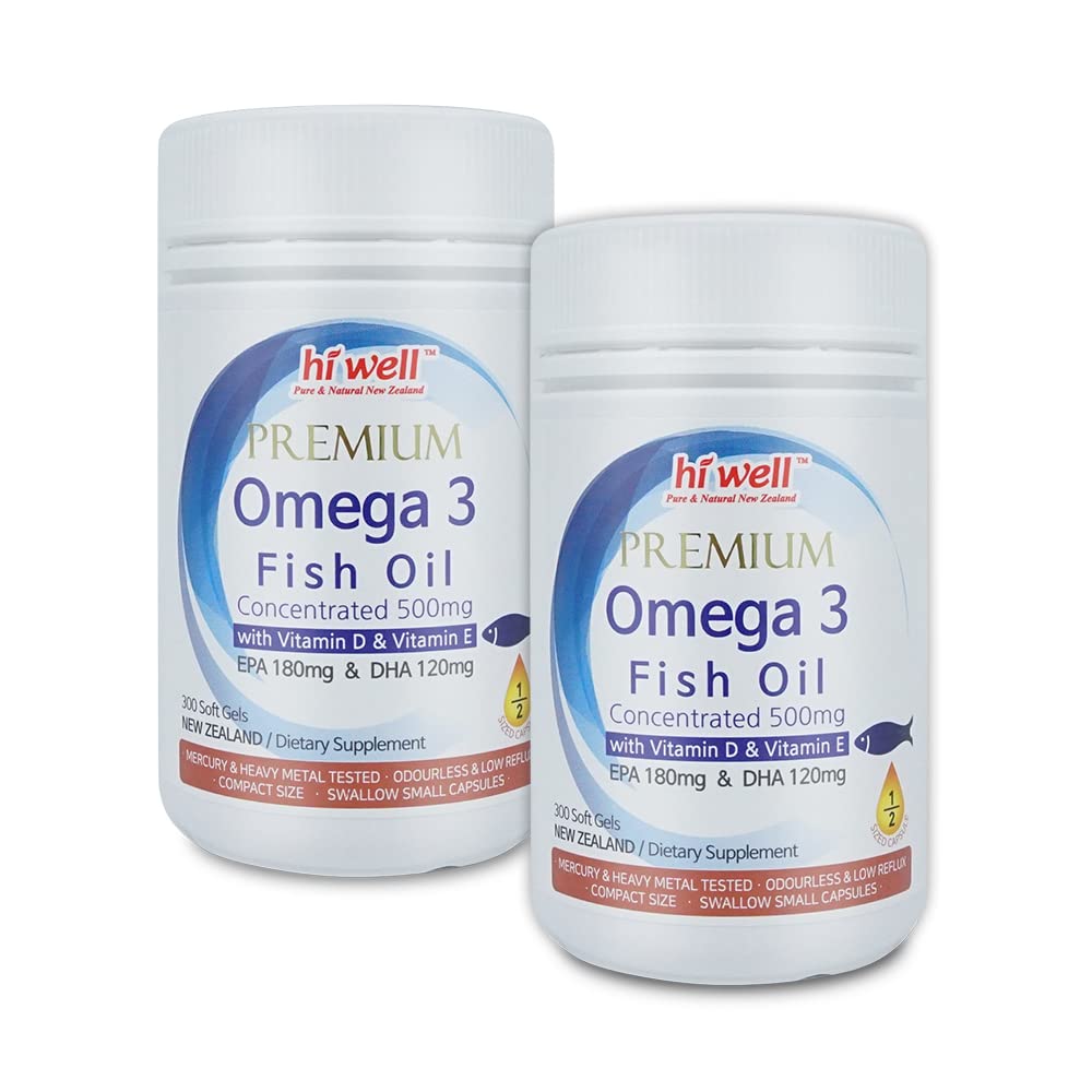 HI WELL Premium Omega 3 Fish Oil 500mg - 600 Softgels