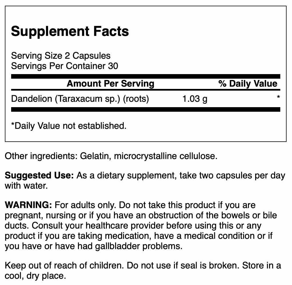 Swanson Dandelion Root Stomach Health Support 515 mg - 60 Capsules - image 2
