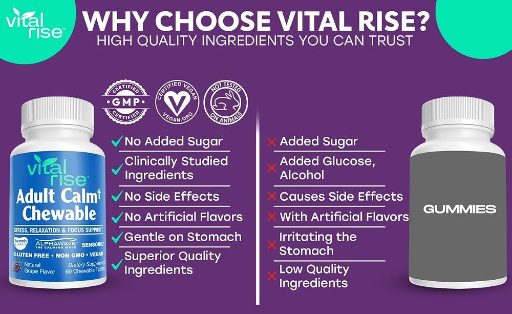 Vital Rise Adult Calm Magnesium Chewables - 60 Chewables - image 6