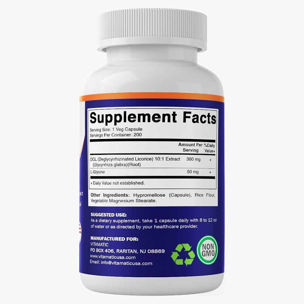 Vitamatic DGL Licorice 10:1 Extract 380mg Supplement - 200 Capsules - image 8