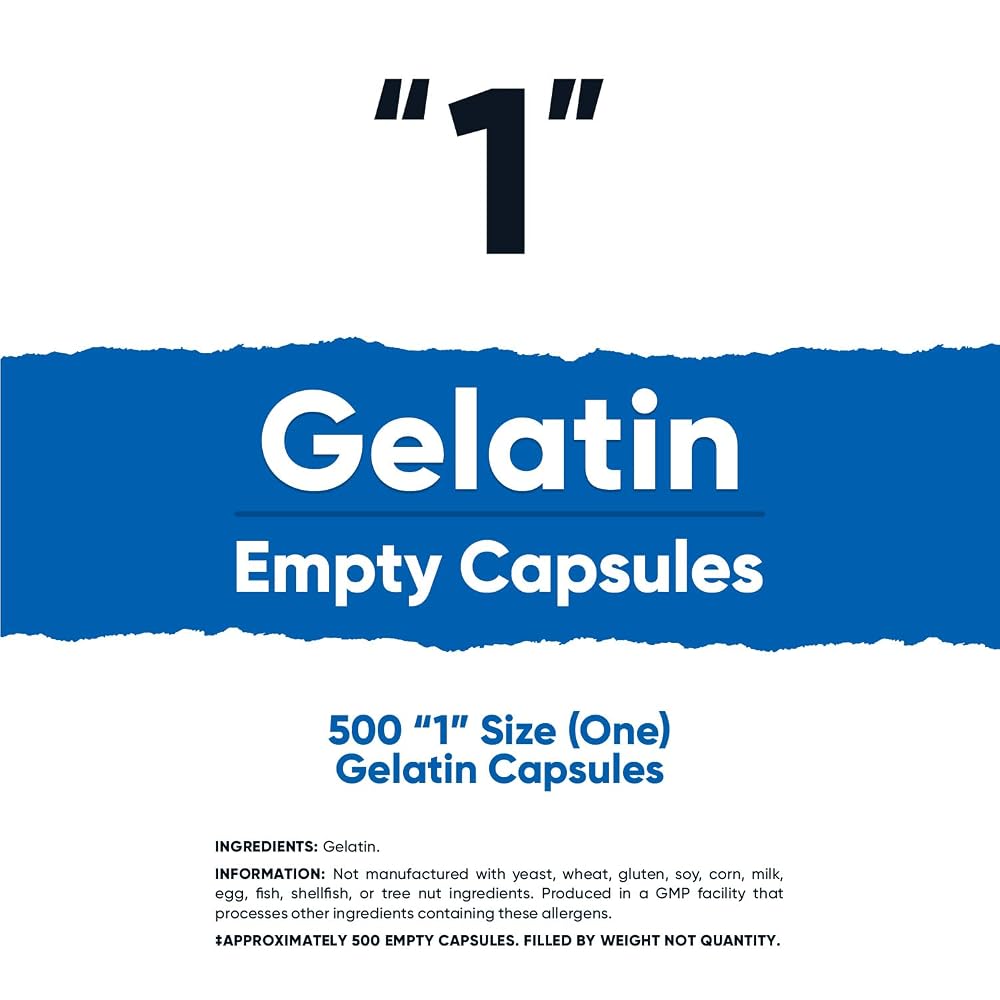 Nutricost Empty Gelatin Capsules Size 1 - 500 Count - image 2