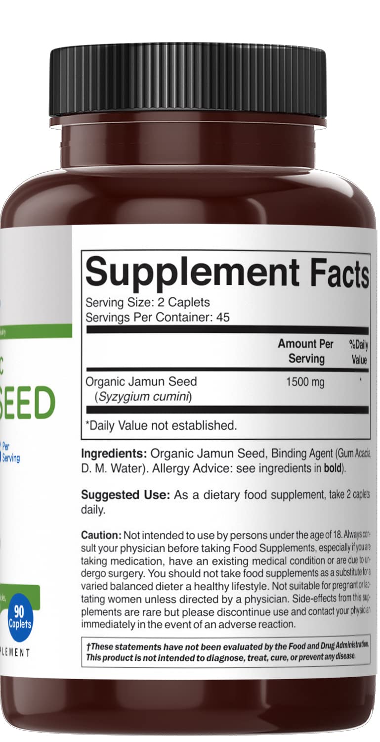 Brieofood Organic Jamun Seed 1500mg - 90 Vegetarian Tablets - image 4