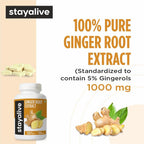 STAY ALIVE Pure Ginger Root Capsules 1000mg - 120 Capsules - image 3