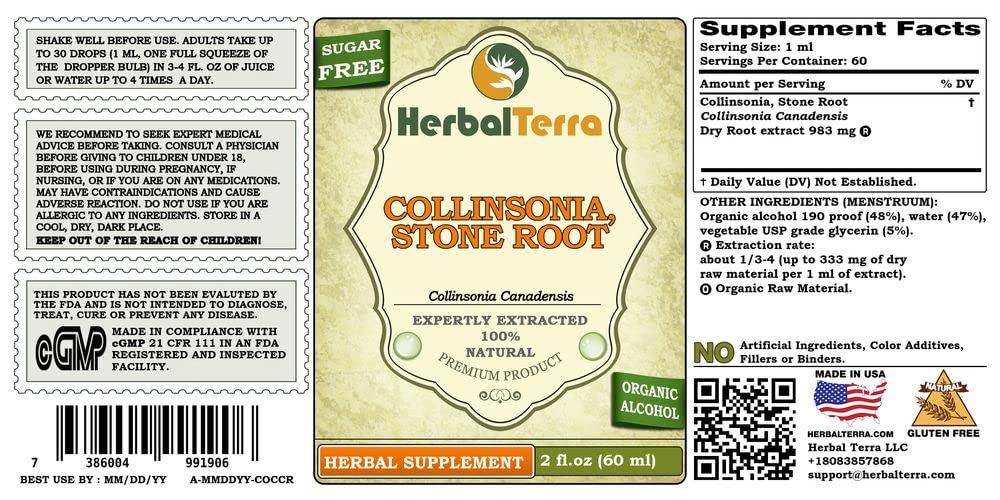 Herbal Terra Collinsonia Canadensis Tincture Dried Root - 4 fl oz - image 2
