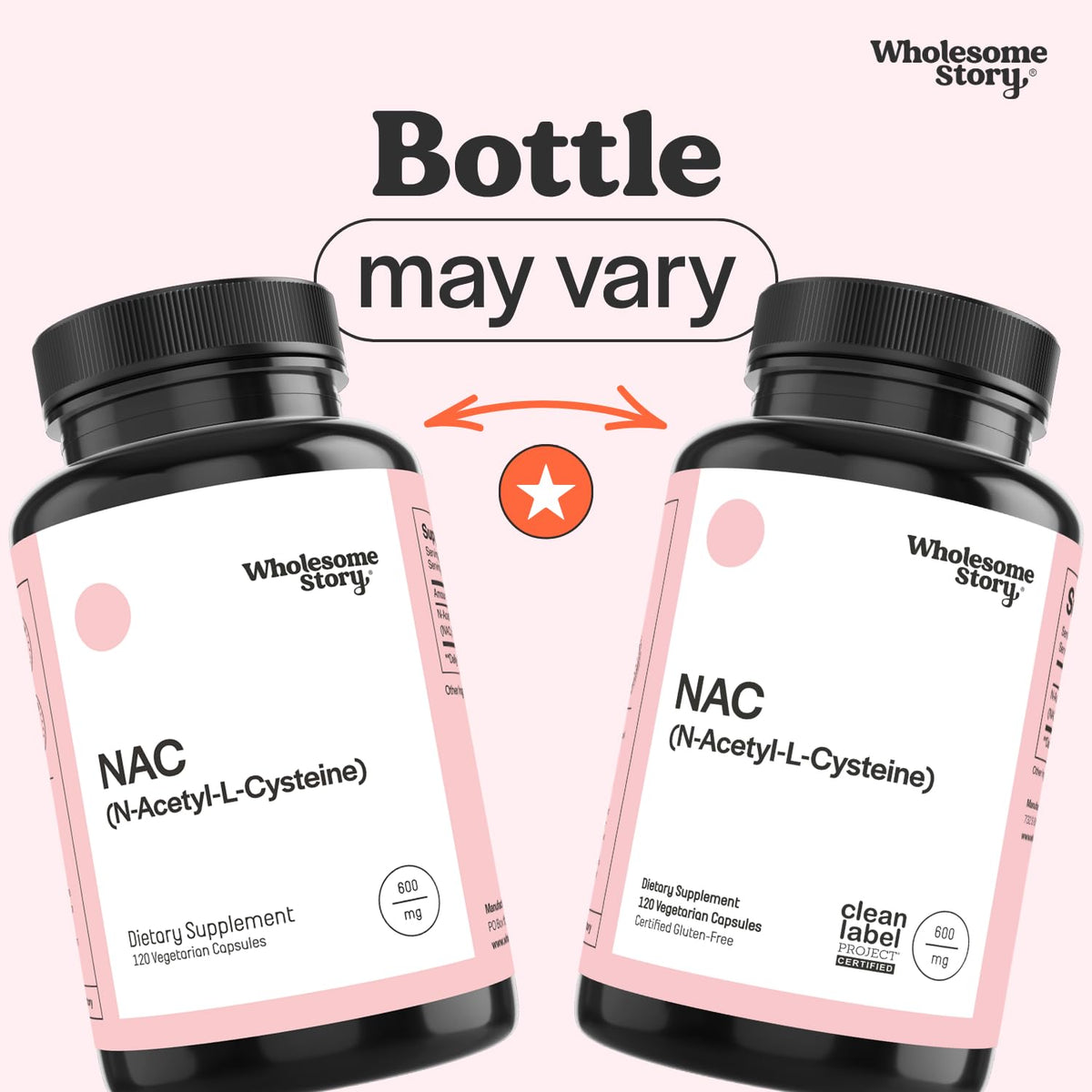 Wholesome Story NAC Supplement N-Acetyl-L-Cysteine 600 mg - 120 Capsules - image 2