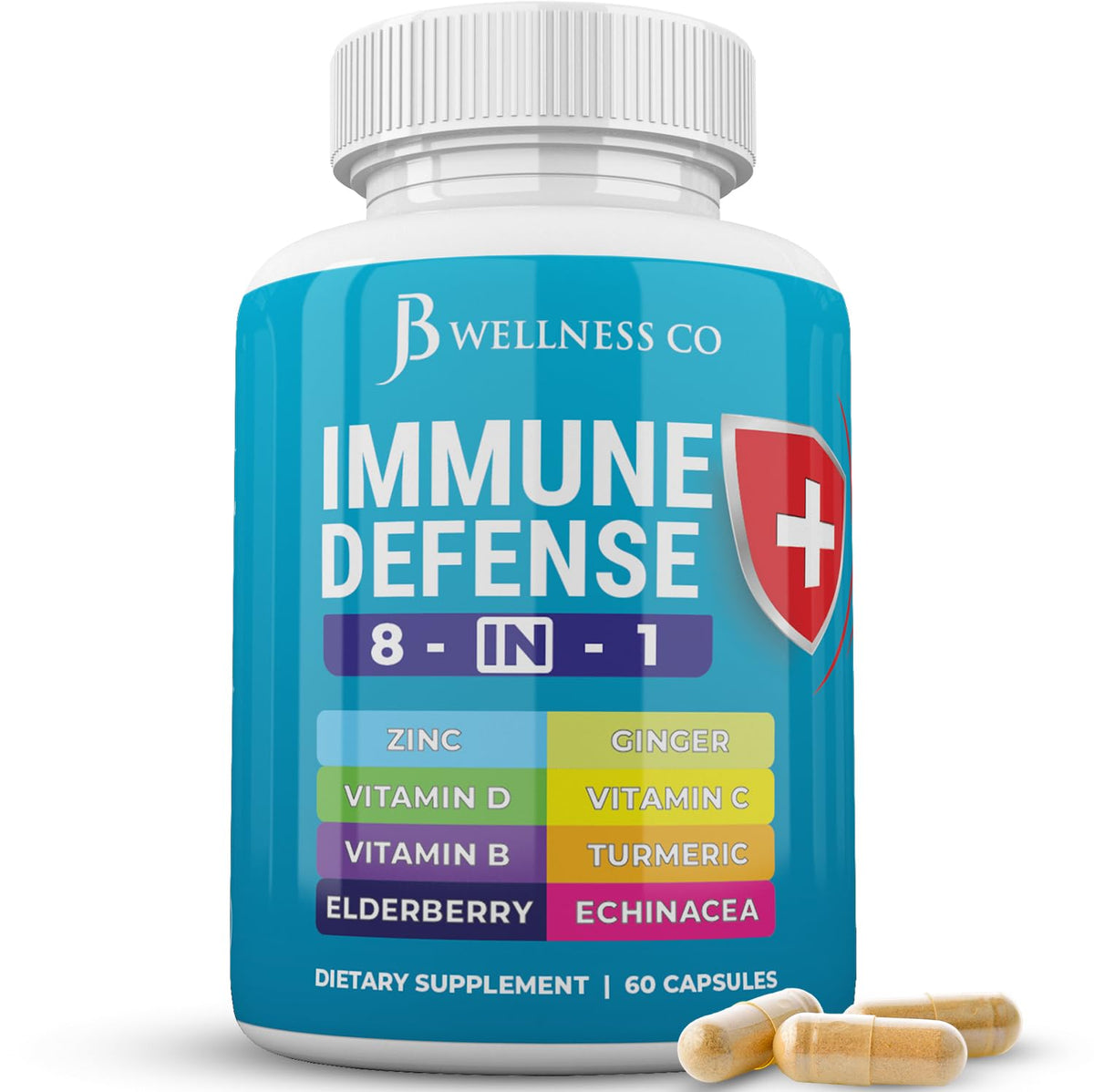 JB Wellness Co Immune Support 8 in 1 Capsules - Zinc Supplement
