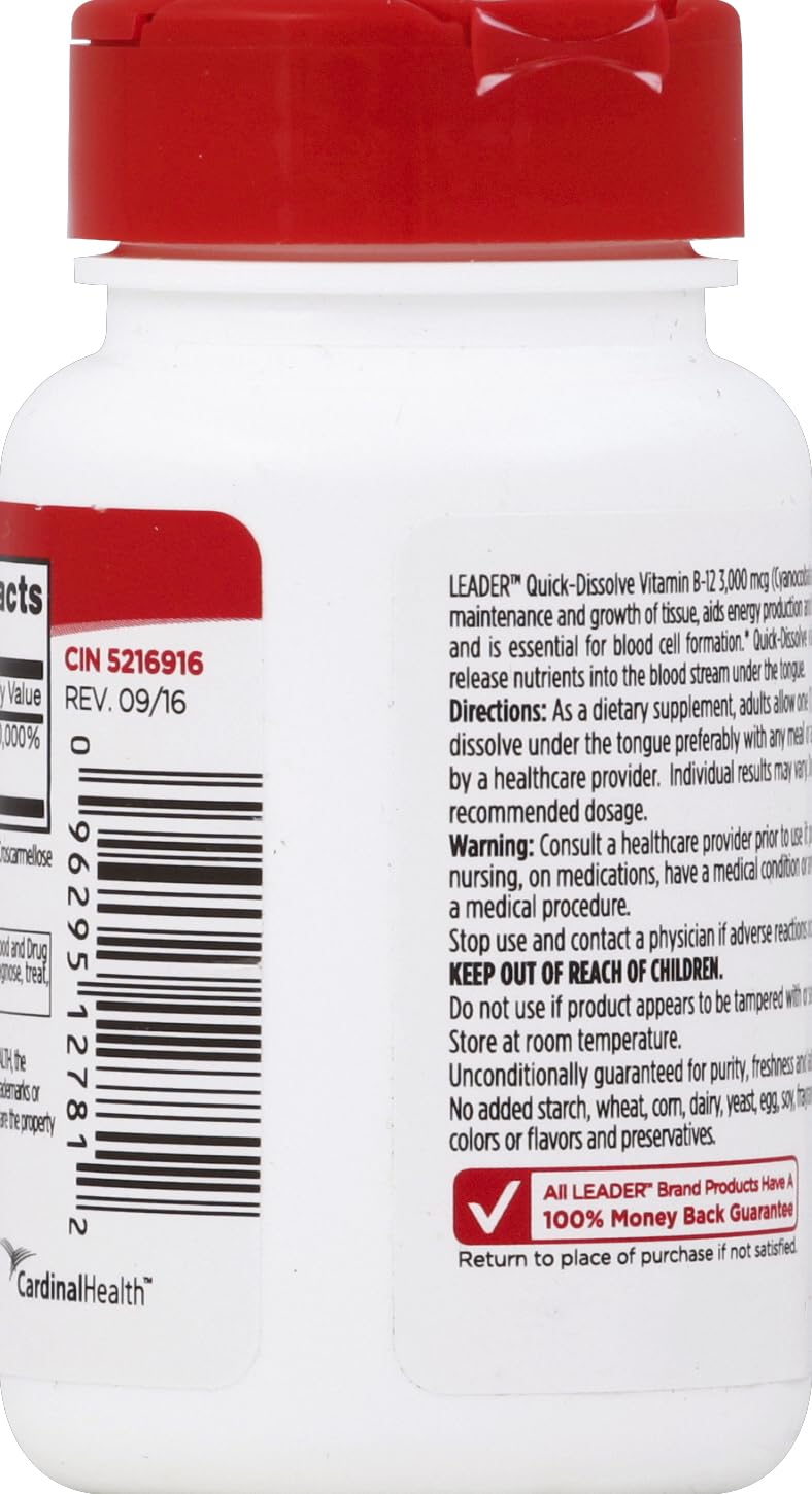 Leader Vitamin B-12 3000 mcg - 60 Tablets (12 Pack) - image 3