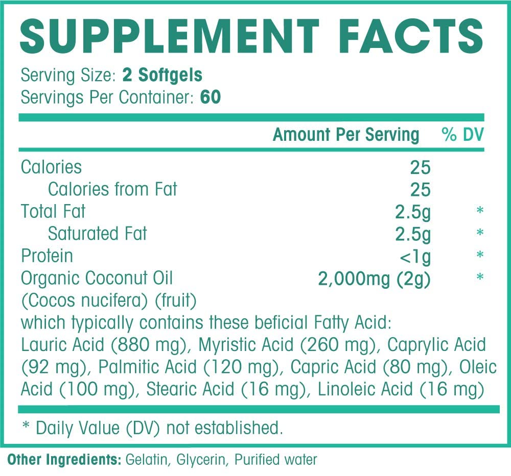 Natures Wellness Organic Coconut Oil 2000mg - 120 Softgels - image 5