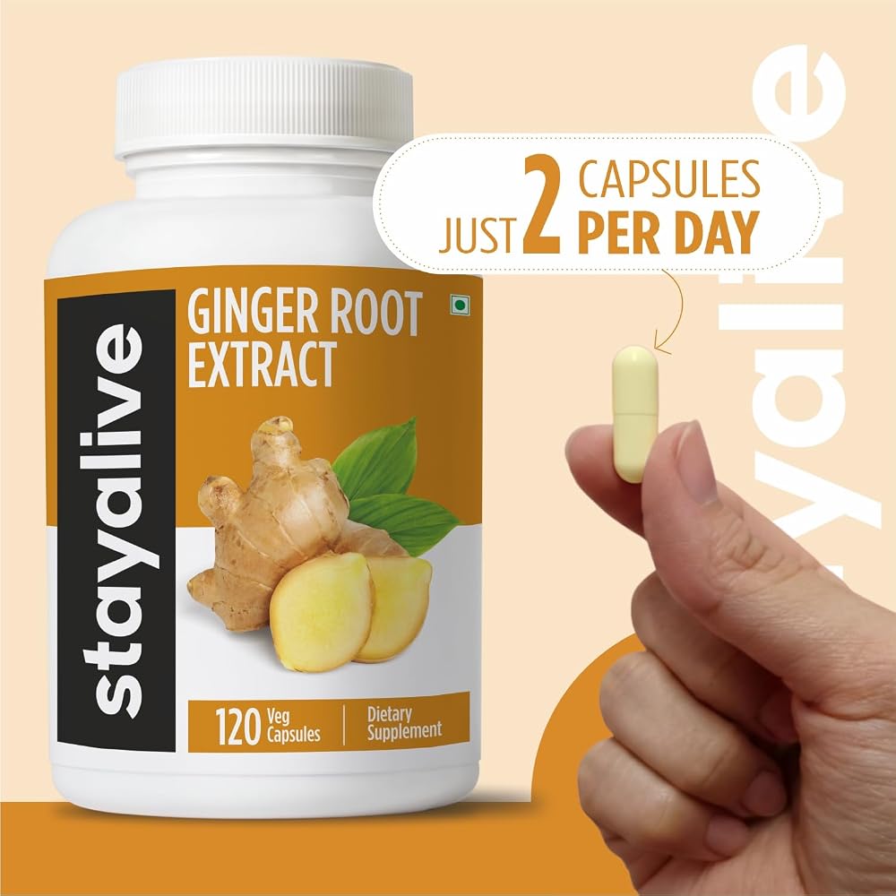 STAY ALIVE Pure Ginger Root Capsules 1000mg - 120 Capsules - image 7