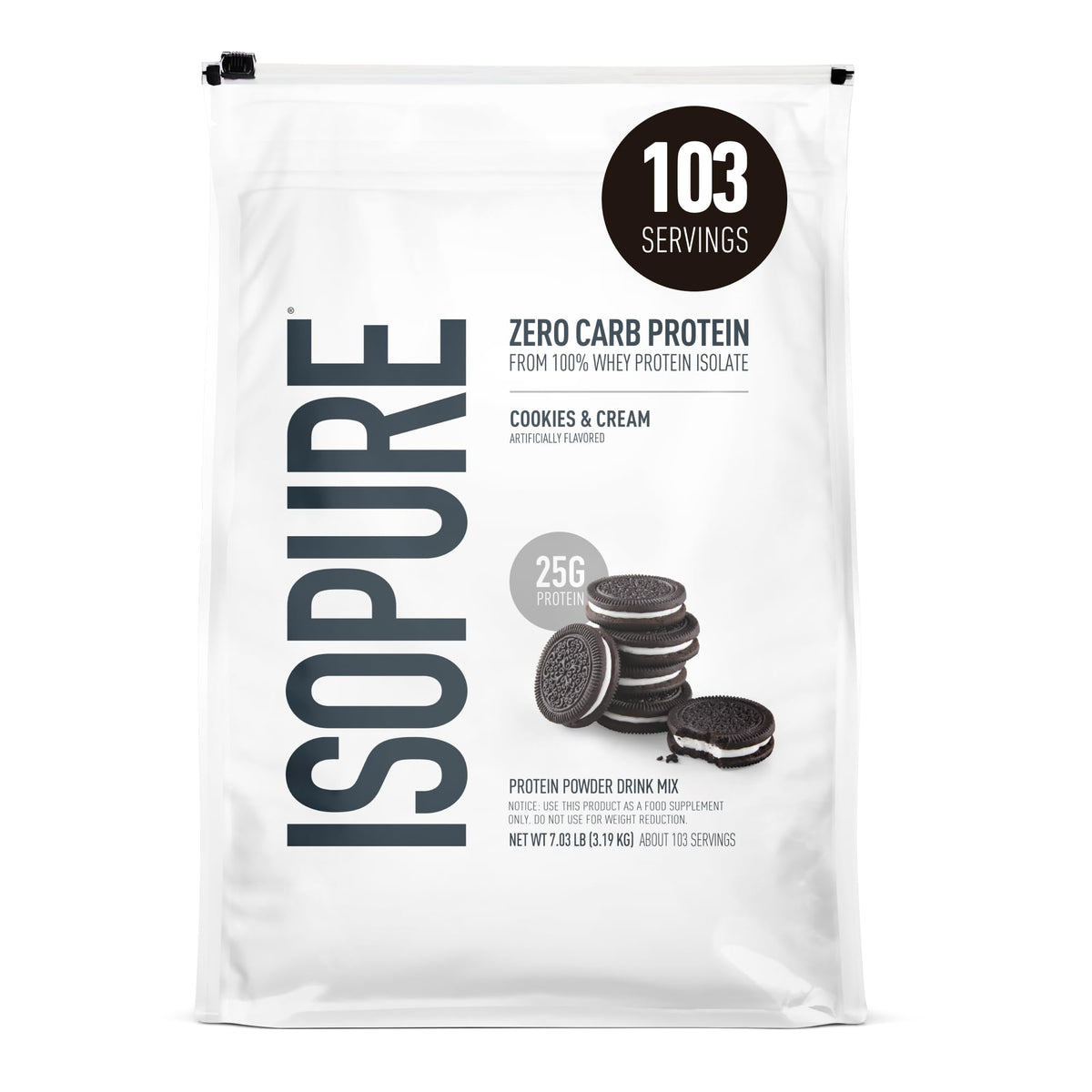 Isopure Zero Carb Whey Isolate Protein Powder Cookies & Cream - 7.5 LB