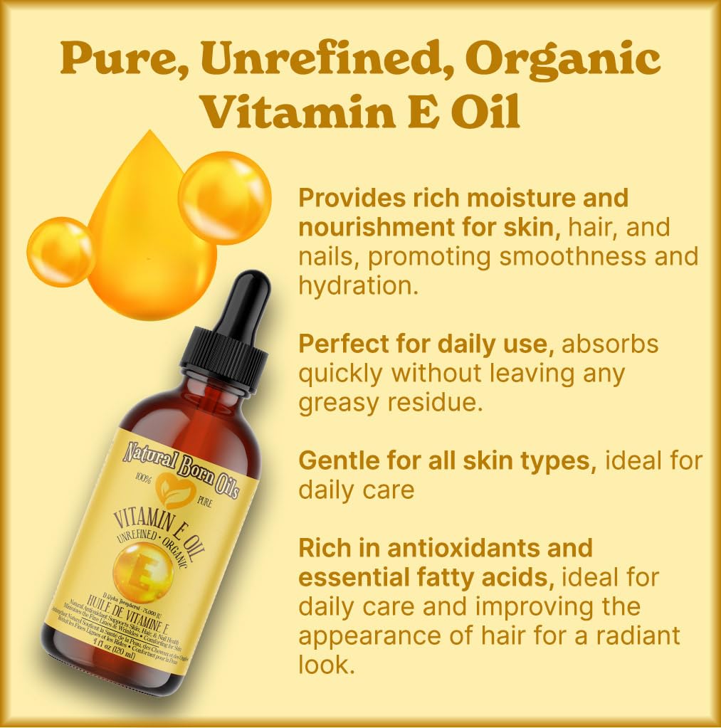 Natural Born Oils Vitamin E Oil 100% Pure D-Alpha Tocopherol - 8 Fl Oz - image 2