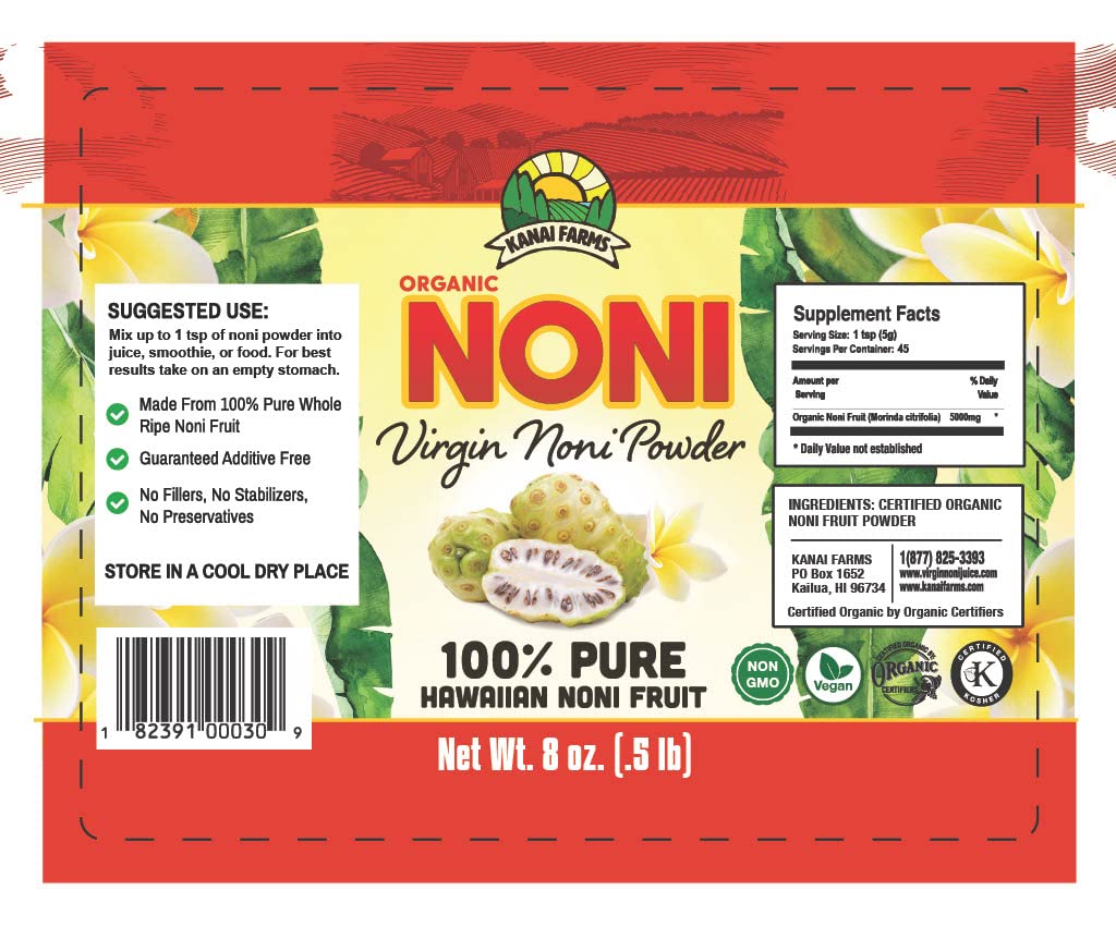 Kanai Farms Virgin Noni Powder 100% Pure Hawaiian - 8oz - image 2