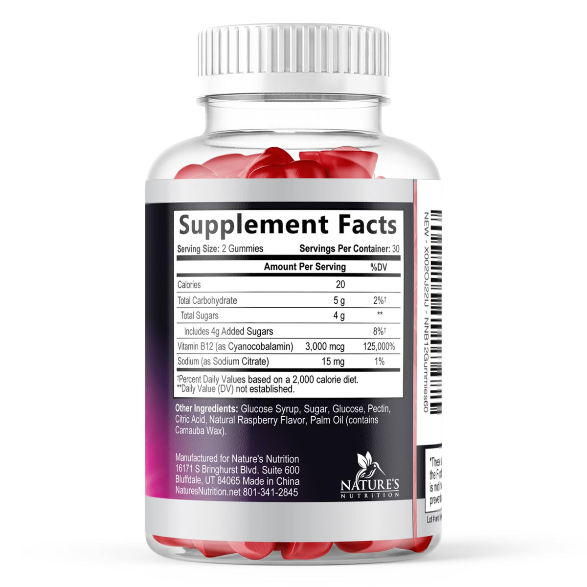 Nature's Nutrition B12 Energy Gummies 3000 mcg per Serving - Extra