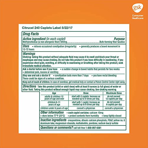 Citrucel Fiber Therapy Methylcellulose - 240 Caplets - image 2