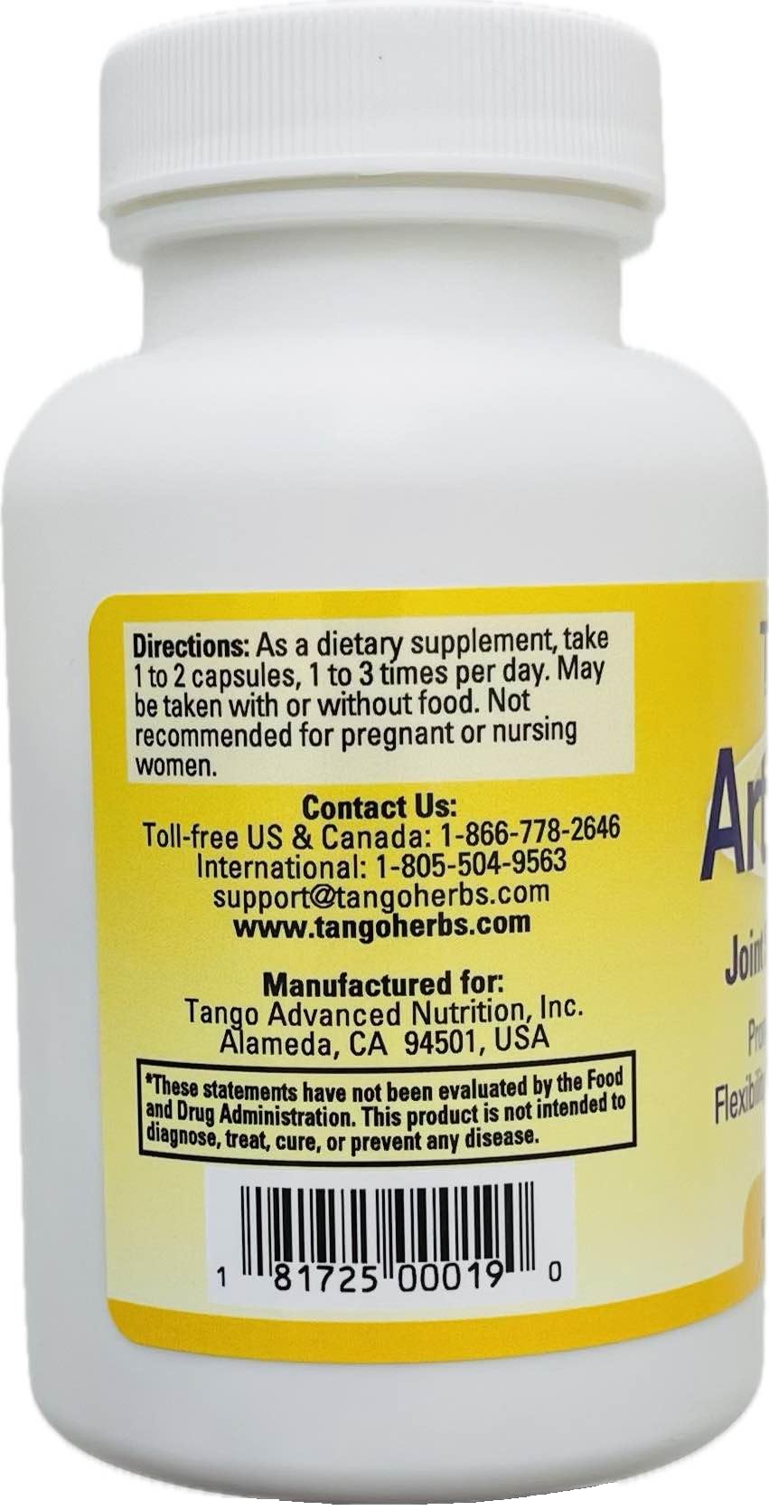 Tango ArthriPhase Natural Joint Support Formula - 60 Vegetarian Capsules - image 3